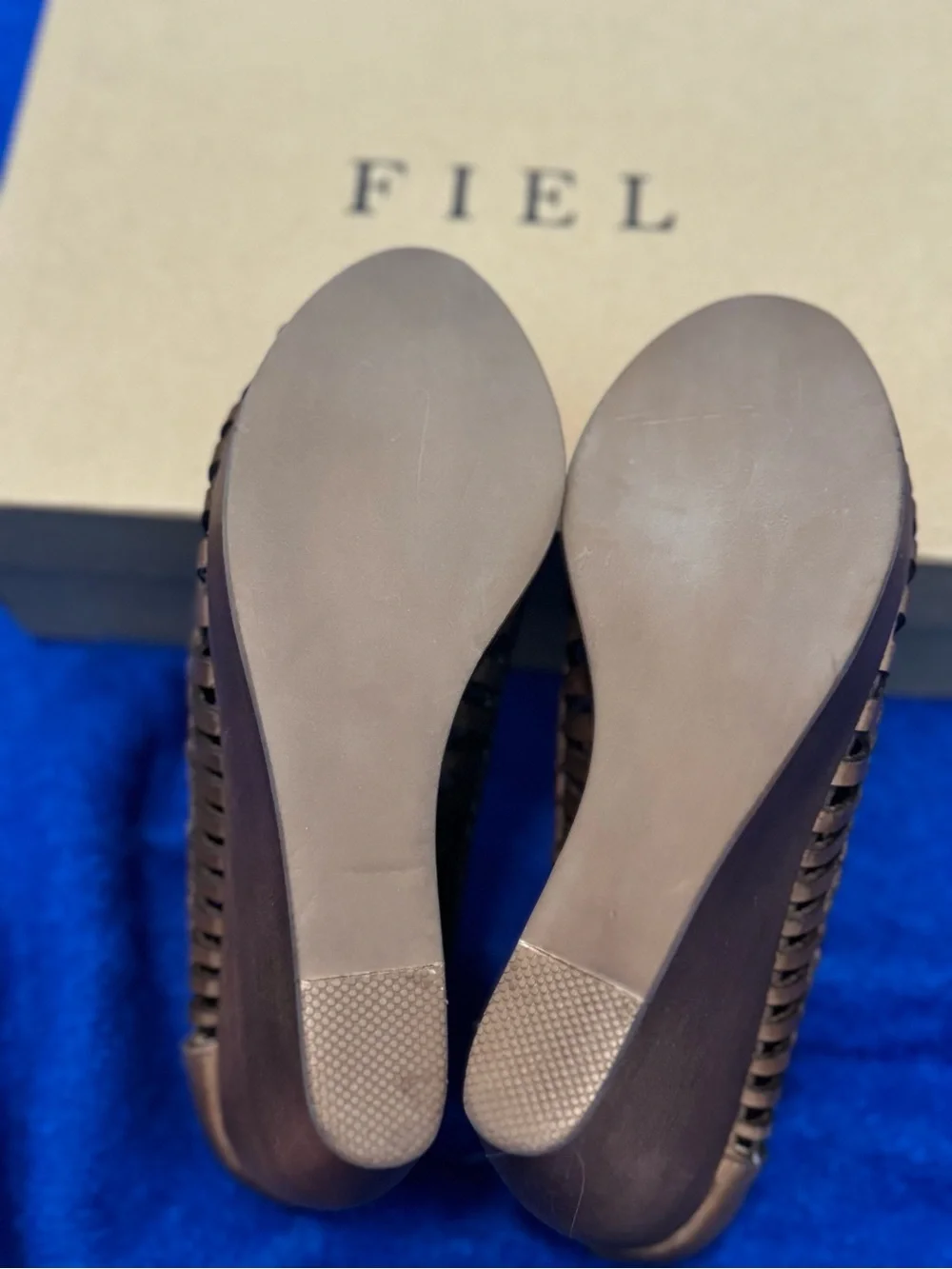 FIEL Brown Braided Leather Women's Wooden Wedges - New with Box